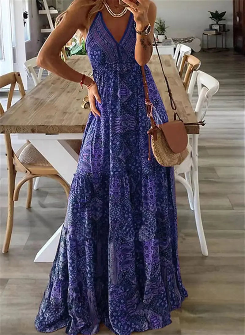 Boho Maxi-Kleid mit Blumenmuster für Damen