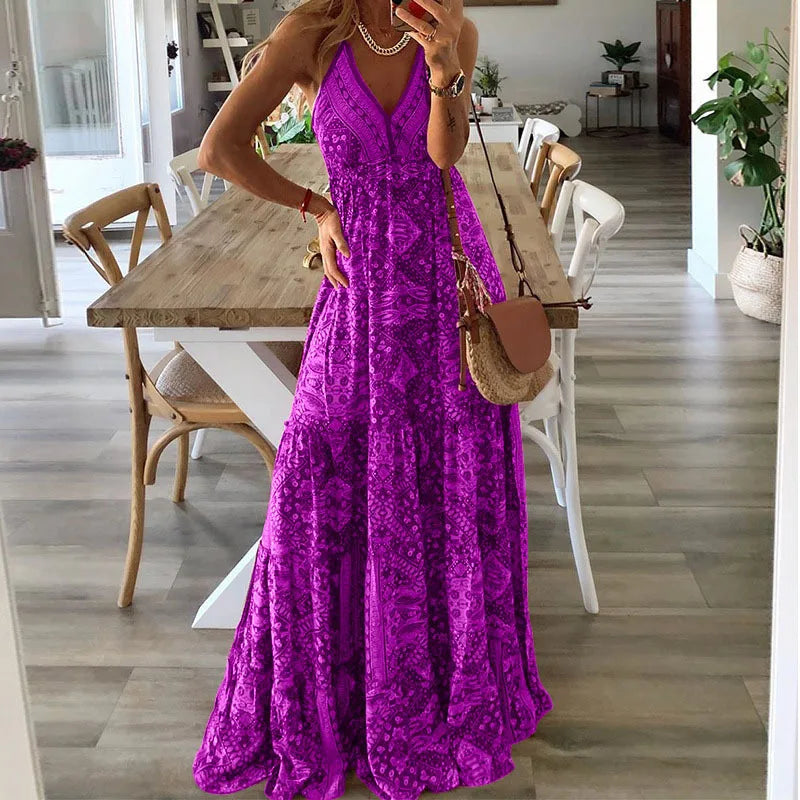 Boho Maxi-Kleid mit Blumenmuster für Damen
