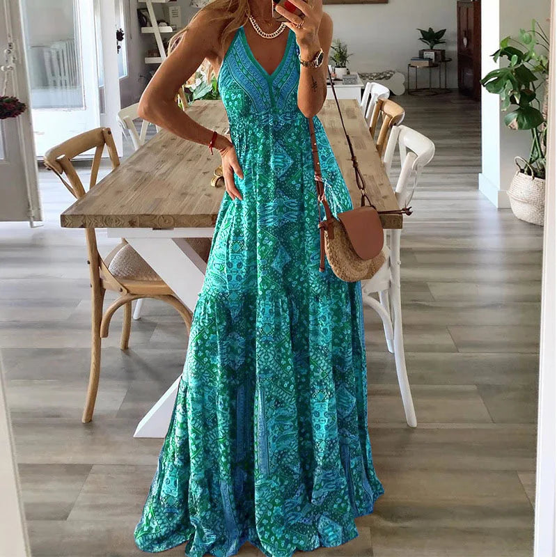 Boho Maxi-Kleid mit Blumenmuster für Damen