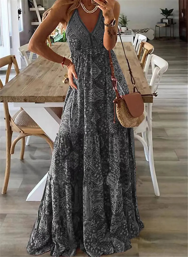 Boho Maxi-Kleid mit Blumenmuster für Damen