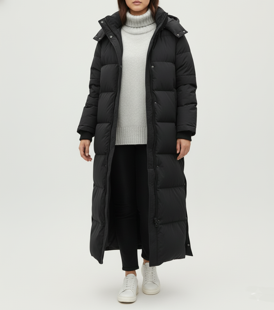Damen Übergrößen Maxi Steppjacke